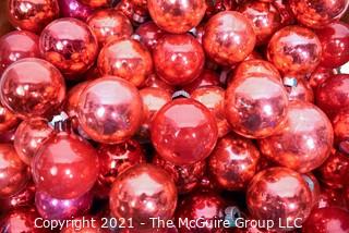 Group of Vintage Red Mercury Glass Christmas Ornaments.