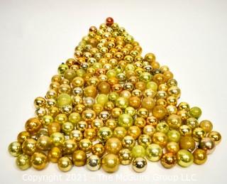 Group of Vintage Gold Mercury Glass Christmas Ornaments.