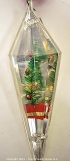 Collection of Jewel Brite Diorama Lantern Lucite Christmas Ornaments & Jewel Tone Plastic Bells, Ball and Lantern Ornaments. 
