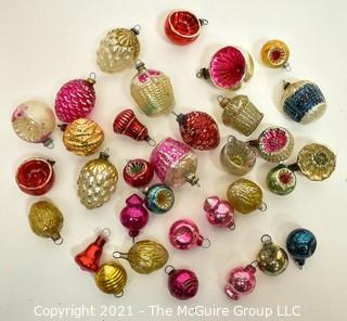 Group of Vintage Hand Painted Figural Mercury Glass Christmas Ornaments. Small Size. 