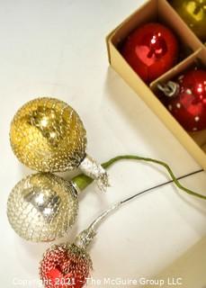 Two (2) Boxes of Vintage Hand Painted Mercury Glass Christmas Ornaments.  Includes Wire Mesh Wrapped, Indents and Mini's. *