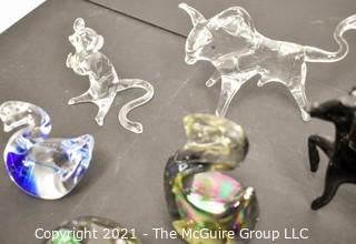 A Glass Menagerie of Hand Blown Animal Figurines and Paper Weights.