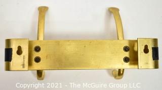 Two Hook Brass Wall Mount Coat Rack.