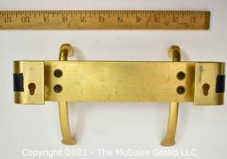 Two Hook Brass Wall Mount Coat Rack.