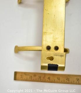 Two Hook Brass Wall Mount Coat Rack.