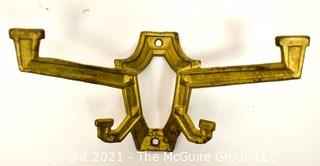 Group of Vintage Ornate Brass and Cast Iron Mission and Art Deco Style Wall Hooks. *