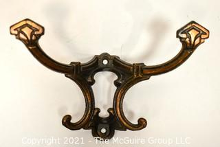 Group of Vintage Ornate Brass and Cast Iron Mission and Art Deco Style Wall Hooks. *