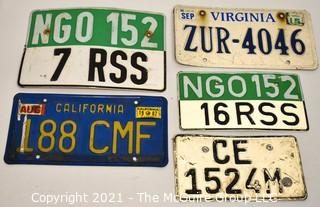 Group of Virginia, California, European and NGO License Plates.