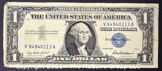 U.S. Silver Certificate Dollar Note Currency