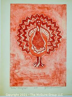 Unframed Color Lithograph Entitled Turkey, Signed by Artist John Sneddon.   Measures 7" x 9".