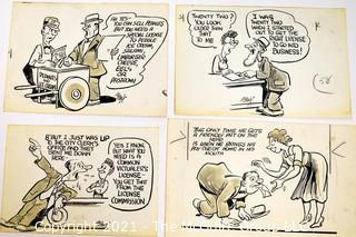 Four (4) Vintage Al Banx Signed Cartoon Board.