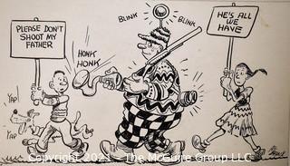 Four (4) Vintage Al Banx Signed Cartoon Board.