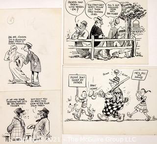 Four (4) Vintage Al Banx Signed Cartoon Board.