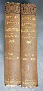 Two Volume Set, Memoirs & Letters of Charles Sumner by Edward L. Pierce, 1877