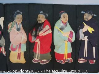 8 panel textile display of Japanese figures (8 x 24") 