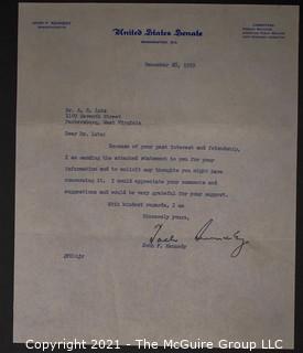 1959 Signed Letter from Senator John F. Kennedy (JFK) with Envelope and Statement Announcing His Presidential Candidacy.