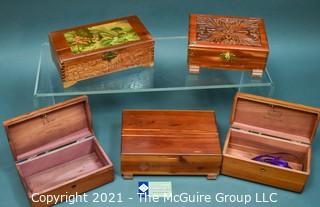 Five (5) Vintage Small Miniature Wooden Cedar Chest Trinket or Jewelry Boxes, Some by Lane.