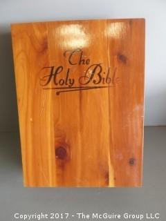 Holy Bible in cedar box