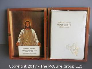 Holy Bible in cedar box