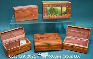 Five (5) Vintage Small Miniature Wooden Cedar Chest Trinket or Jewelry Boxes, Some by Lane.