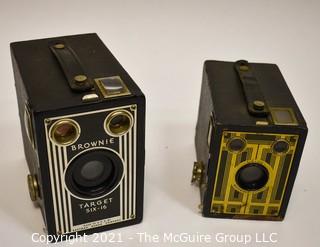 Two (2) Vintage Kodak Brownie Art Deco Box Cameras