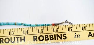 Native American Blue Green Turquoise Graduated Rondelle Disc Beads