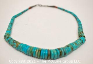 Native American Blue Green Turquoise Graduated Rondelle Disc Beads