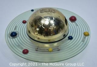 Vintage Metal Mechanical Plan-It "Sun and Solar System" Bank By Vacumet Co.