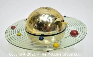 Vintage Metal Mechanical Plan-It "Sun and Solar System" Bank By Vacumet Co.