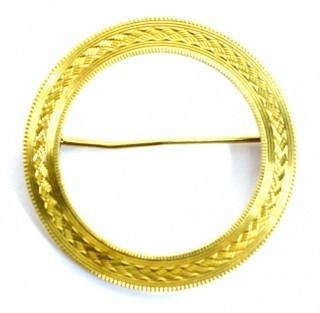 Vintage 14K Yellow Gold Circle Brooch. Weighs 2.7g