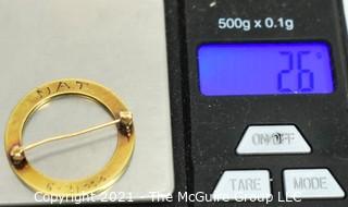 Vintage 14K Yellow Gold Circle Brooch. Weighs 2.7g