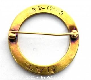 Vintage 14K Yellow Gold Circle Brooch. Weighs 2.7g