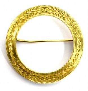 Vintage 14K Yellow Gold Circle Brooch. Weighs 2.7g