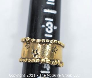 Vintage Artisan Made Hammered 14kt Gold Ring with Stars.  Tested.  Weighs 6.8 grams.