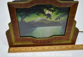 Vintage Helmscene Lumascene Theater Table Lamp with Mt. Fuji & Water Scene.