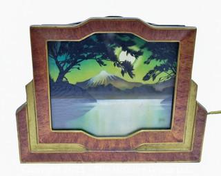 Vintage Helmscene Lumascene Theater Table Lamp with Mt. Fuji & Water Scene.