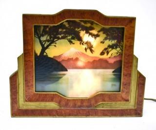 Vintage Helmscene Lumascene Theater Table Lamp with Mt. Fuji & Water Scene.