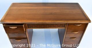 Vintage Mid-Century Modern Warren Church for Lane Perception Plinthe Base Walnut Desk