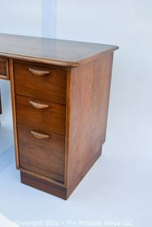 Vintage Mid-Century Modern Warren Church for Lane Perception Plinthe Base Walnut Desk