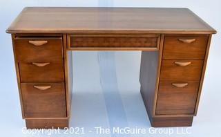 Vintage Mid-Century Modern Warren Church for Lane Perception Plinthe Base Walnut Desk