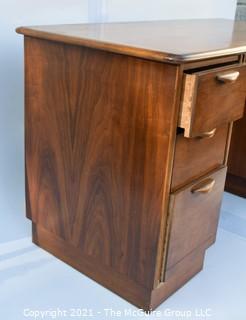 Vintage Mid-Century Modern Warren Church for Lane Perception Plinthe Base Walnut Desk