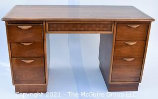 Vintage Mid-Century Modern Warren Church for Lane Perception Plinthe Base Walnut Desk