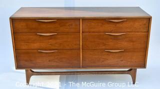 Vintage Mid-Century Modern Warren Church for Lane Perception Walnut Long Dresser or Chest of Drawers 