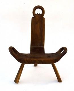 Vintage Primitive Hand Carved Wood Birthing Chair