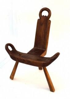 Vintage Primitive Hand Carved Wood Birthing Chair