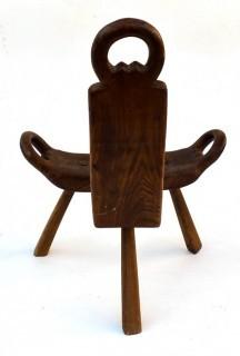 Vintage Primitive Hand Carved Wood Birthing Chair