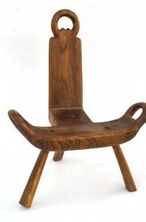 Vintage Primitive Hand Carved Wood Birthing Chair