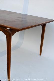 Vintage Mid Century Modern Warren Church for Lane Perception Walnut Surfboard Dining Table.  Legs have been repaired.   Measures 31" x 41" x 68".