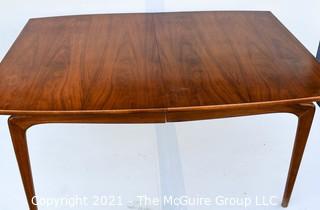 Vintage Mid Century Modern Warren Church for Lane Perception Walnut Surfboard Dining Table.  Legs have been repaired.   Measures 31" x 41" x 68".