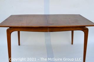 Vintage Mid Century Modern Warren Church for Lane Perception Walnut Surfboard Dining Table.  Legs have been repaired.   Measures 31" x 41" x 68".